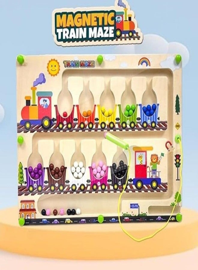 Braintastic لعبة ألغاز لوحة المتاهة المغناطيسية الملونة والمرقمة من براينتاستيك، هدية تعليمية وترفيهية للأطفال الصغار في أعياد ميلادهم (متاهة القطار) - Image 2